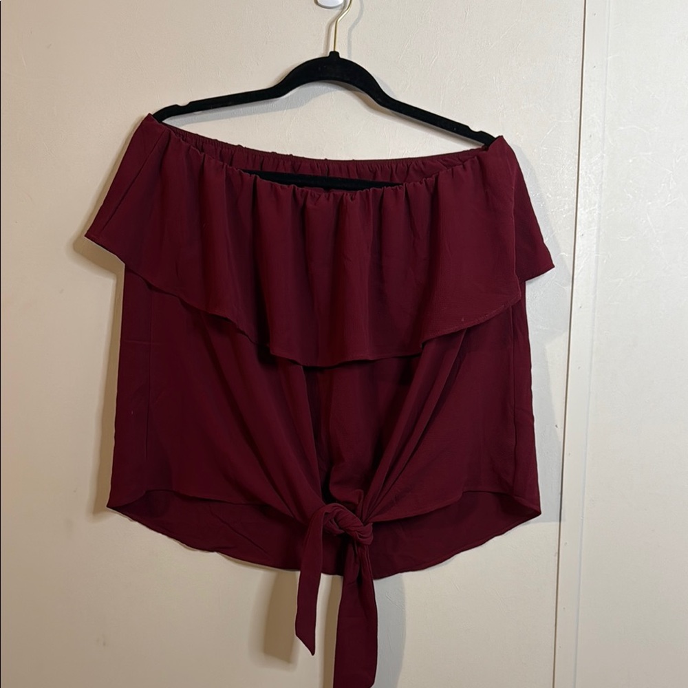 Elegant Burgundy Off-Shoulder Blouse